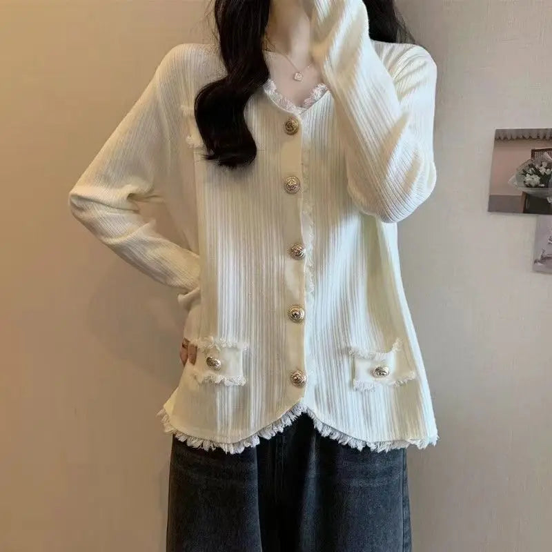 Tassel Design Knitted Top Autumn Winter New Temperament Cardigan Jacket
